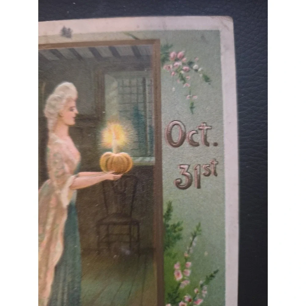 Vintage Halloween Postcard Greetings Embossed‎ Illustrated Postcard